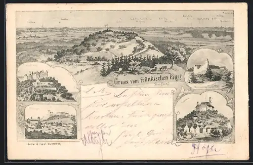 AK Ellwangen, Panorama, Fränk. Rigi, Baldern, Thannenburg