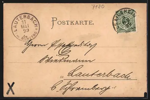 AK Crailsheim, Wilhelmstrasse mit Postamt