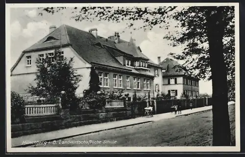 AK Münchberg i. B., Landwirtschaftliche Schule mit Strasse