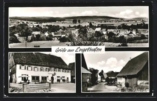 AK Engelhofen, Gasthaus Zum Hirsch-Lebensmittel K. Schäfer, Ortspartie, Gesamtansicht