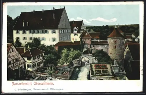 AK Obersontheim, Samariterstift mit Vorgärten