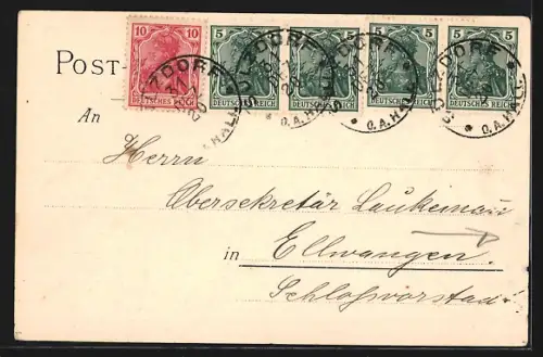 Lithographie Obersontheim /Württ., Strassenbild im Ort