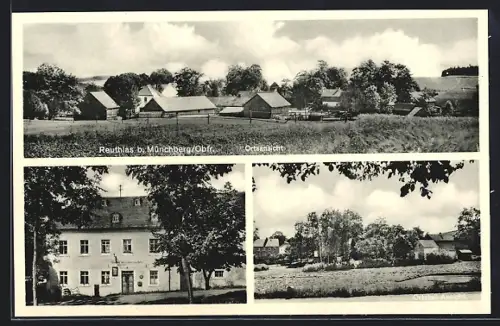 AK Reuthlas b. Münchberg, Gasthof zum schwarzen Adler, Bes. Karl Pistel, Gesamtansicht, Teilansicht