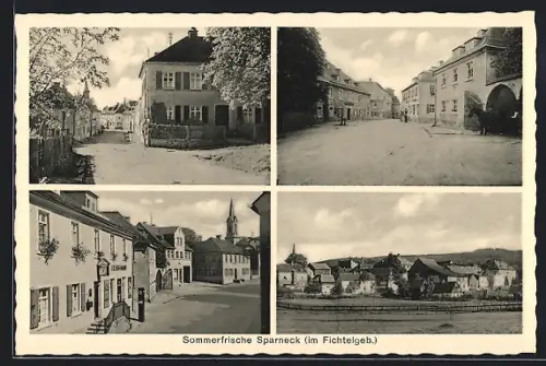 AK Sparneck im Fichtelgeb., Geschäft L. R. Hofmann, Hauptstrasse, Gesamtansicht, Strassenpartie