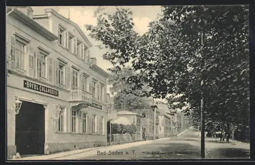 AK Bad Soden a. T., Königsteiner Strasse mit Hotel Colosseus