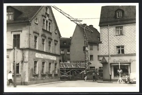 Foto-AK Münchberg, Am Gasthof Georg Meister