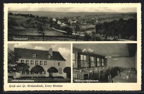 AK Gr.-Rechtenbach /Wetzlar, Totalansicht, Gemeinschaftshaus mit Gemeinschaftsraum