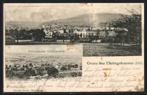 AK Ehringshausen /Dill, Gesamtansicht und Blick auf die Holzindustrie