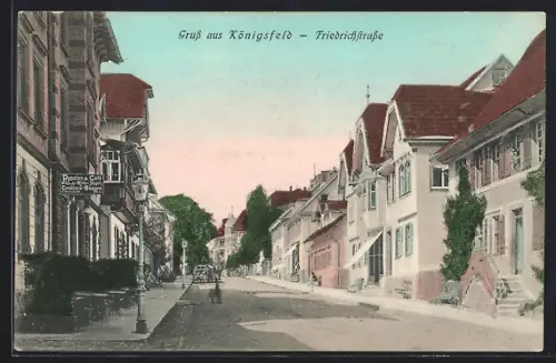 AK Königsfeld / Schwarzwald, Hotel-Pension u. Cafe in der Friedrichstrasse