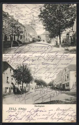 AK Zell /Obfr., Marktplatz, Strassenpartie