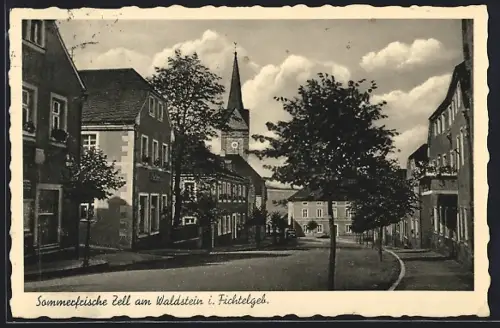 AK Zell / Fichtelgebirge, Stadtpartie mit Kirche