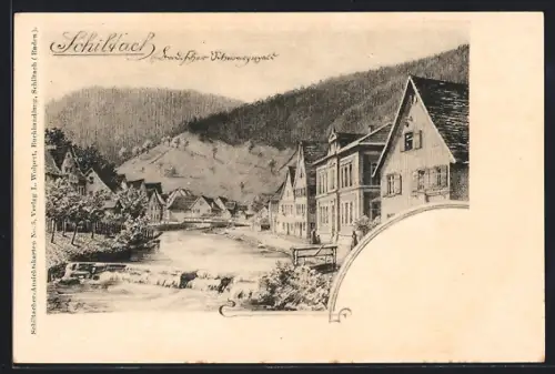 Künstler-AK Schiltach /Badischer Schwarzwald, Ortspartie