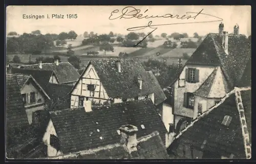 AK Essingen i. Pfalz, Ortspartie 1915