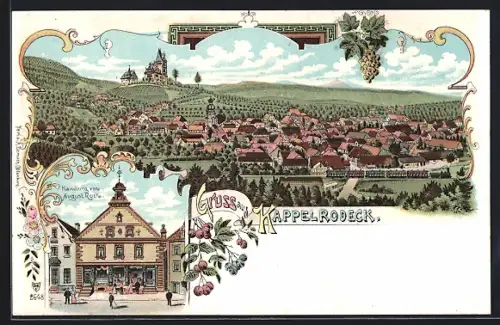 Lithographie Kappelrodeck, Handlung von August Rothe, Ortsansicht