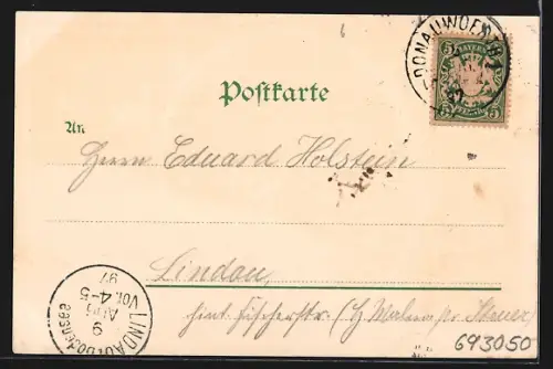 Lithographie Donauwörth, Totalansicht, Ansicht vom Hl. Kreuz, innere Wörnitz