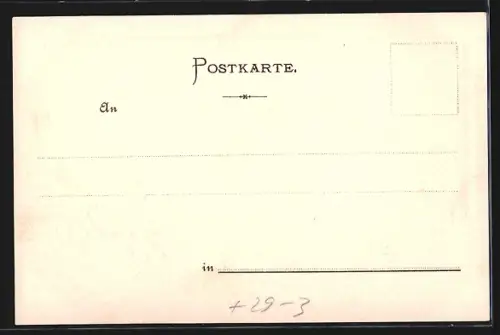 Passepartout-Lithographie Donauwörth, Uferpartie, Kinder mit Kuvert