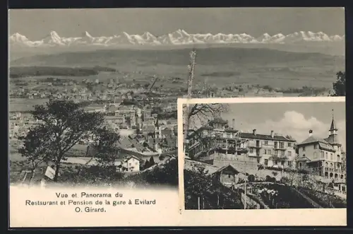 AK Evilard, Vie et Panorama du Restaurant de la gare, O. Girard