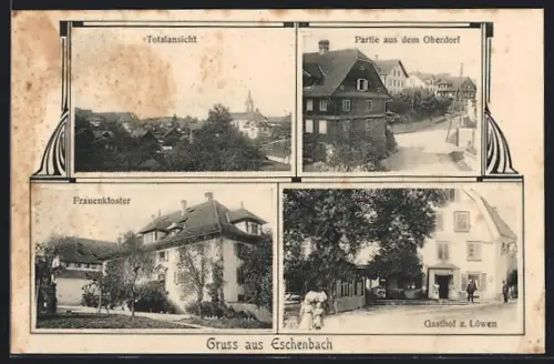 AK Eschenbach /LU, Gasthof z. Löwen, Totalansicht, Partei aus dem Oberdorf, Frauenkloster