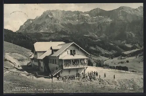 AK Eigenthal, Neues Ferienheim der Stadt Luzern und Bergpanorama