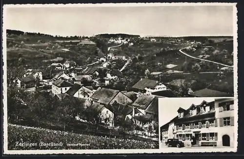 AK Zeglingen /Baselland, Gasthaus Hirschen und Gesamtansicht