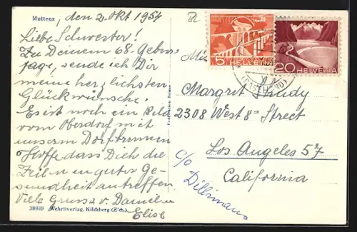 AK Muttenz, Strassenpartie mit Kirche