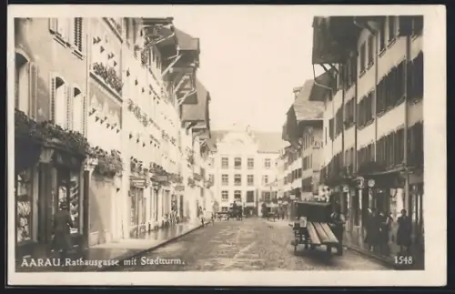 AK Aarau, Rathausgasse mit Stadtturm