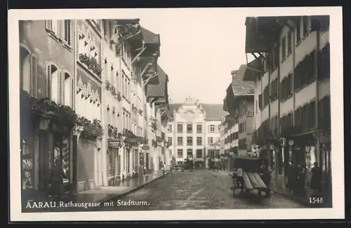 AK Aarau, Rathausgasse mit Stadtturm