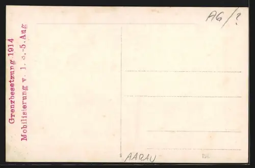 Foto-AK Aarau, Fahneneid b. d. Mobilisierung zur Grenzbesetzung 1914