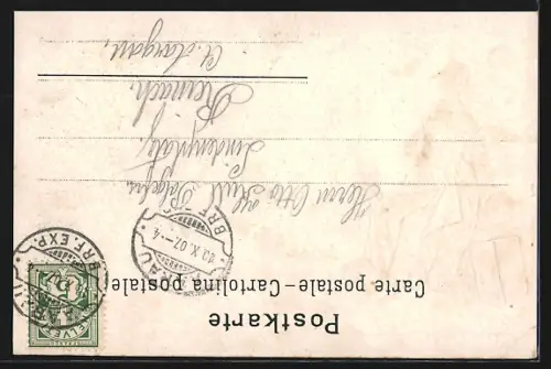 AK Aarau, Ortsansicht über den Fluss, Aargauerin in Tracht