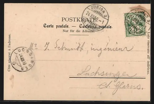 AK Zürich, Schalterhalle der Hauptpost