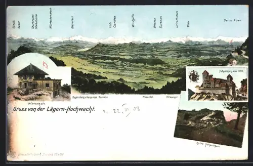 AK Boppelsen, Gasthaus Lägern-Hochwacht, Ruine Hohenlägern