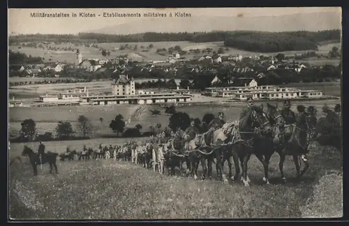 AK Kloten, Militäranstalten im Ort, Soldaten mit Pferden