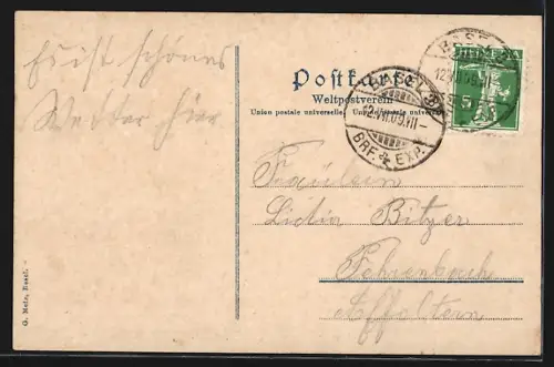 AK St. Chrischona, Blick von der Terrasse auf St. Chrischona, Kirche u. Anstaltsgebäude