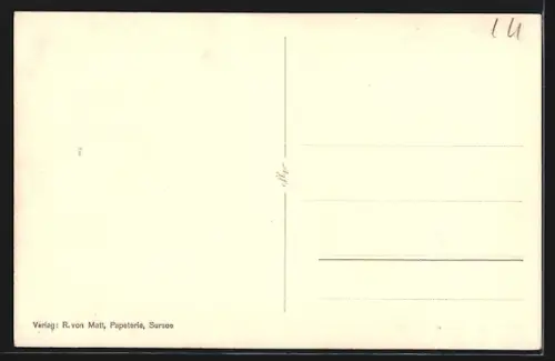 AK Sursee, Strassenpartie mit Geschäften in der Unterstadt
