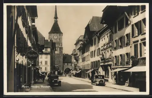 AK Aarau, Vordere Vorstadt mit Apotheke und oberem Turm