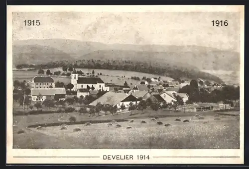 AK Develier, Teilansicht mit Kirche 1914-15-16