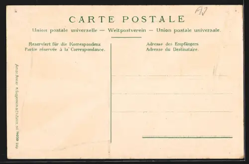 AK Appenzell, Ortspartie mit Kirche auf Appenzeller Fahne