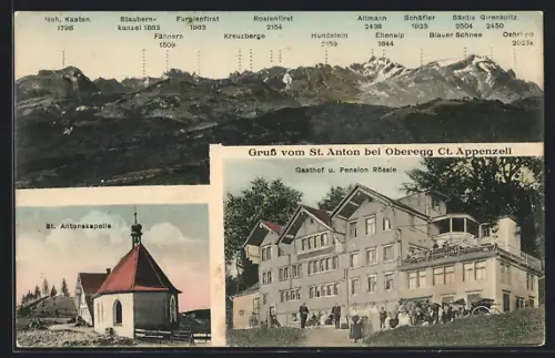 AK St. Anton, St. Antonskapelle, Gasthaus & Pension Rössle, Panorama