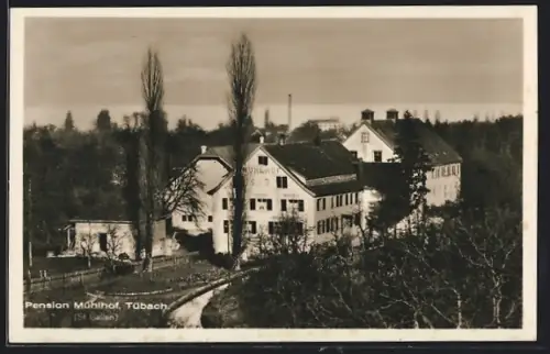 AK Tübach (St. Gallen), Pension Mühlhof mit Anlagen aus der Vogelschau
