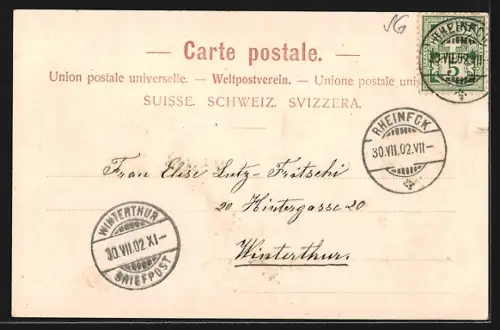 AK Rheineck, Strassenpartie mit Kirchturm und Säule