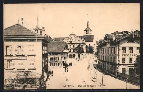 AK Payerne, Rue de la Gare, Hotel de la Gare