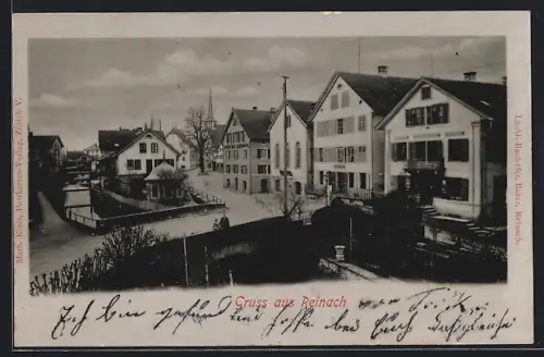 AK Reinach /AG, Strassenpartie mit Hotel Bären