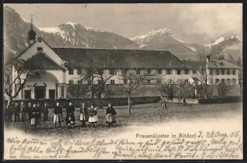 AK Altdorf, Mädchen am Frauenkloster