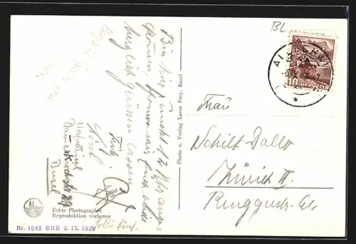 AK Allschwil, Hegenheimer- und Baslerstrasse mit Geschäften