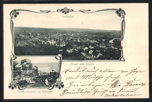 AK Aesch /BL, Totalansicht, Schloss Angenstein mit Birsbrücke