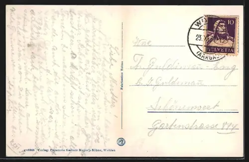 AK Wohlen /AG, Postplatz mit Geschäften