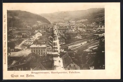 AK Baden, Haselquartier, Fabriken in der Bruggerstrasse