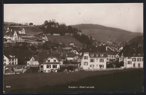 AK Baden-Oberstadt, Ortspartie mit Kohlenhandlung