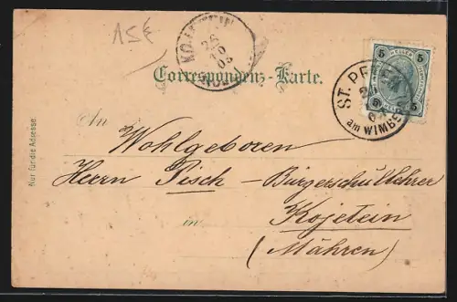 AK St. Peter am Wimberg, Gesamtansicht und Ruine Pürnstein