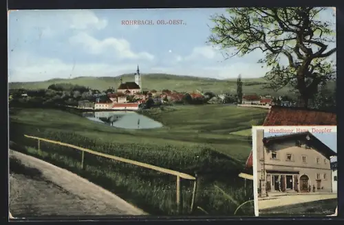 AK Rohrbach /Ob.-Oest., Handlung Hans Doppler und Panorama aus dem Grünen
